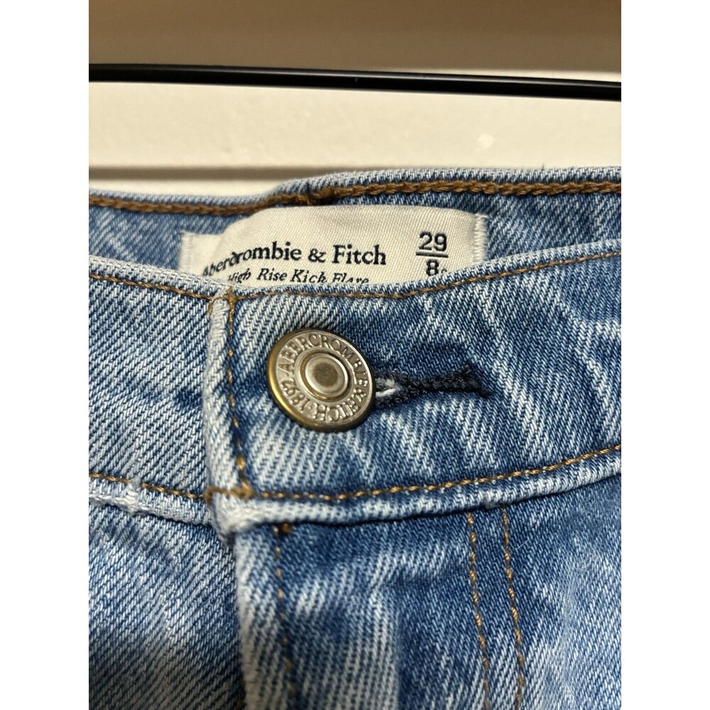 Abercrombie & Fitch Ultra High Rise Kick Flare Jean 29/8s Distressed Light Wash - Picture 5 of 14
